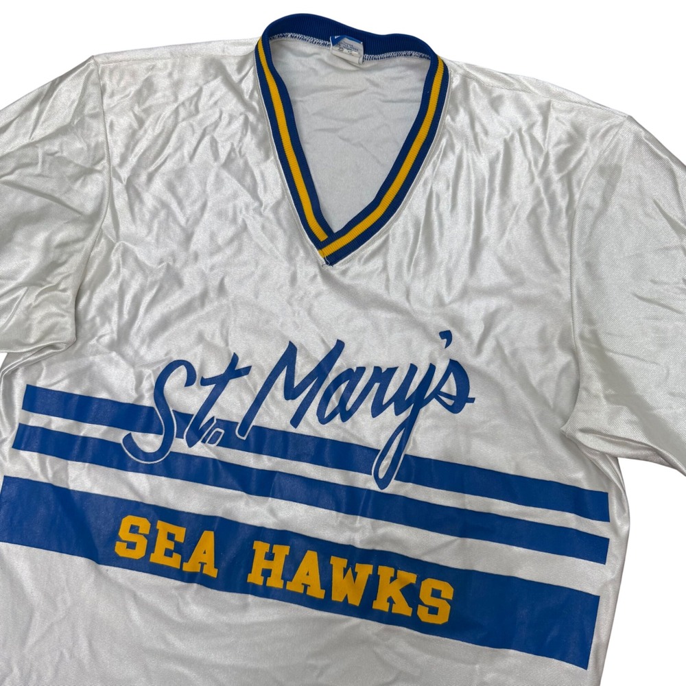 Champion Jersey Mens Large White Vintage 80s Made in USA St Marys Sea Hawks